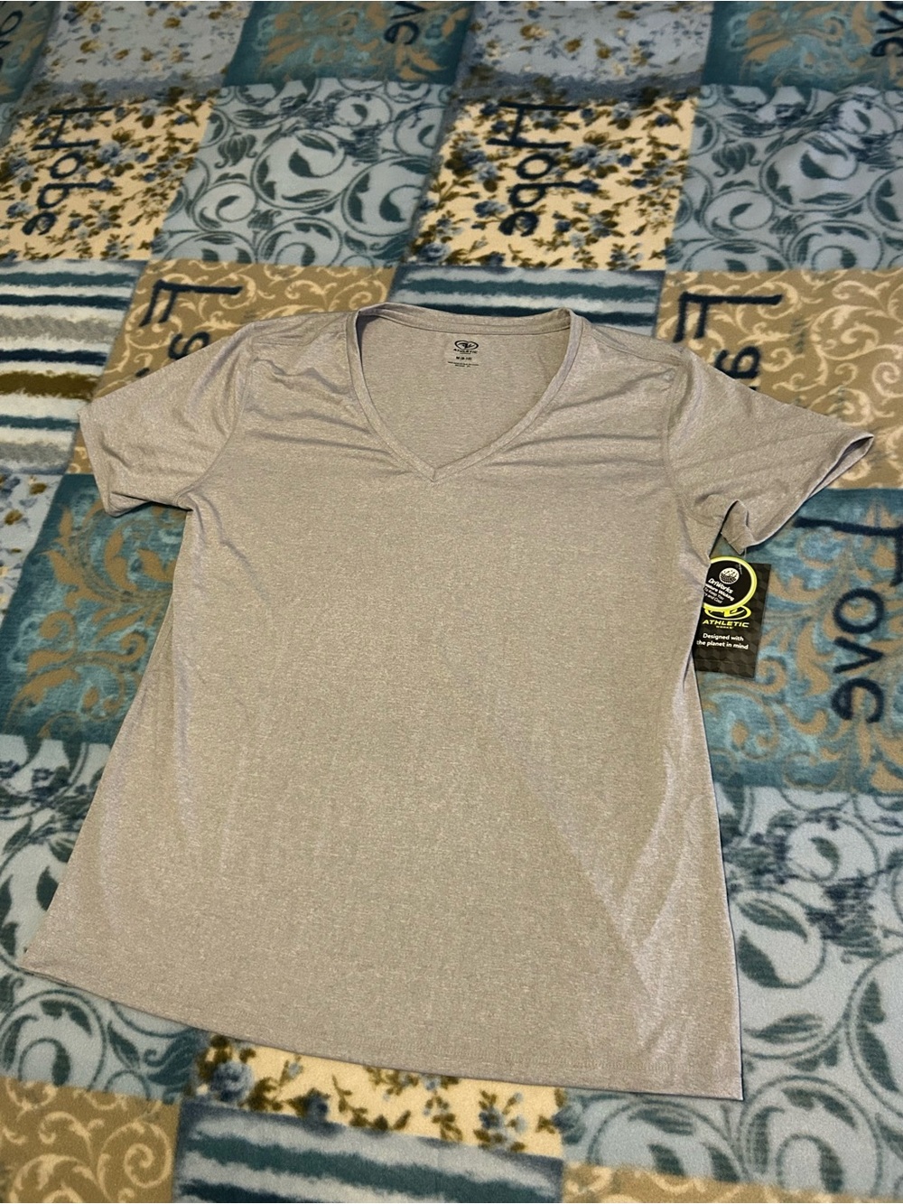 Athletic Works Light Gray V-Neck Men's Performance Tee